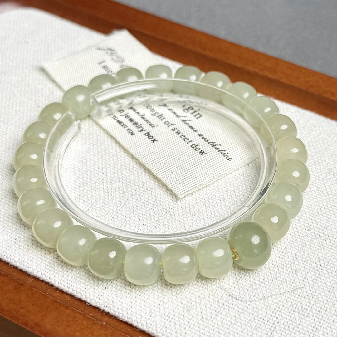 C40和田玉18K金素圈8mm气质百搭DIY精美玉手串