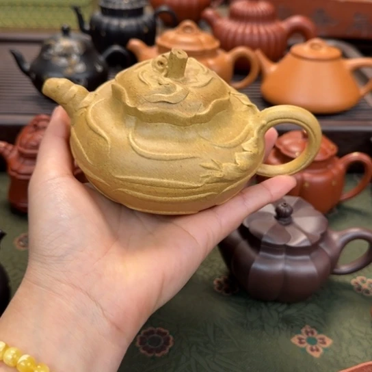 遇***見紫砂茶壶宜兴紫砂风卷葵高温本绿黄龙山