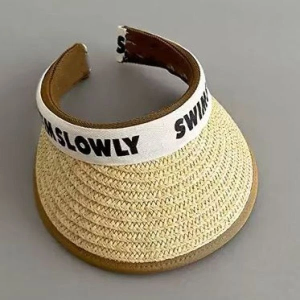 大金定制新款夏日复古氛围感字母卡其边空顶遮阳帽