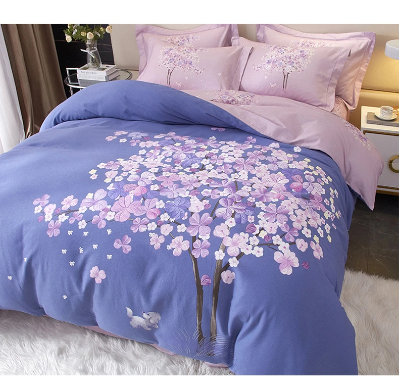 凯汐诺秋冬加厚大版印花斜纹全棉四件套100%纯棉双面加厚床单被套