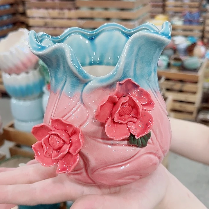 有孔.凑单10元陶瓷花盆发货！