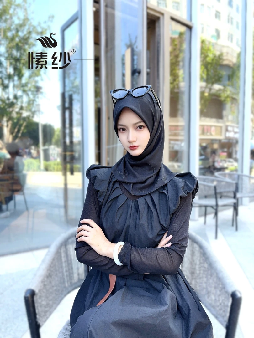 愫纱愫纱原创定制春款休闲方巾 烫钻星光纱纯色柔枝方巾 logo方巾