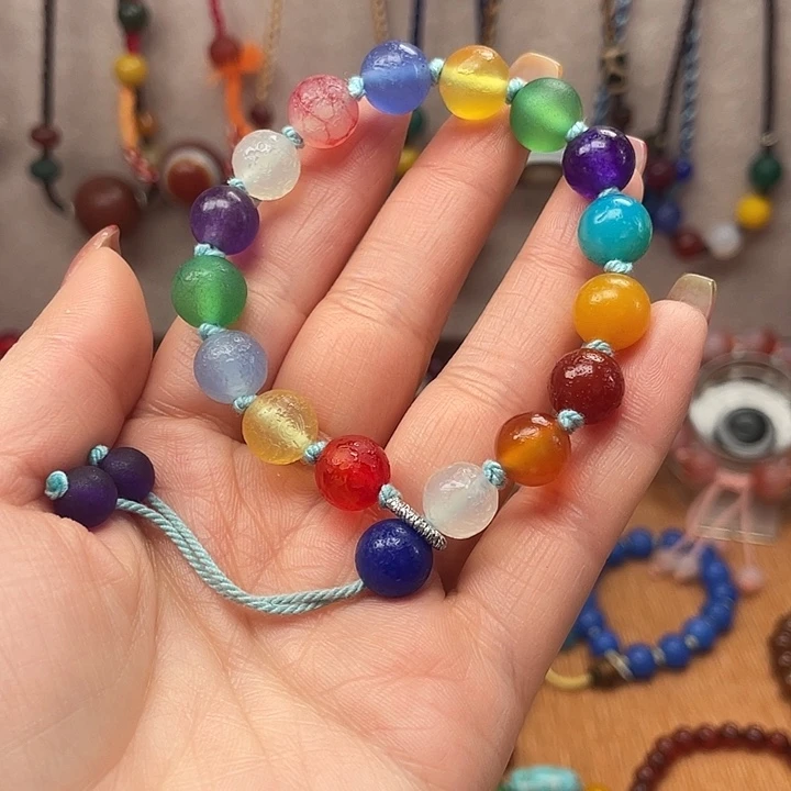 黑***桃玛瑙/玉髓未镶嵌手链