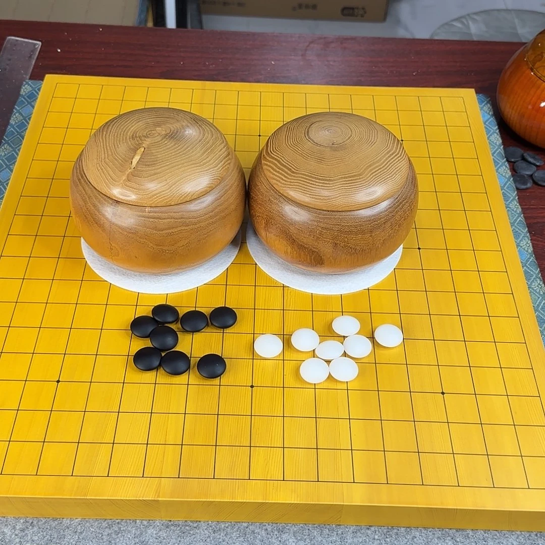 木质3公分新榧盘+栗木实木棋罐+瑞雪双面凸大号棋子一套