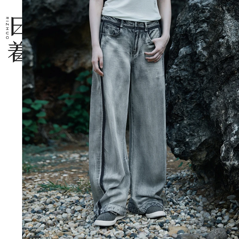 日着2025年春新款莱赛尔斜纹直筒廓形复古休闲薄款牛仔裤RD1813K0