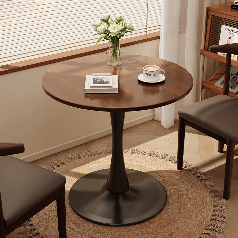 圆形茶几客厅家用郁金香休闲接待洽谈小圆桌咖啡桌美式阳台小茶桌
