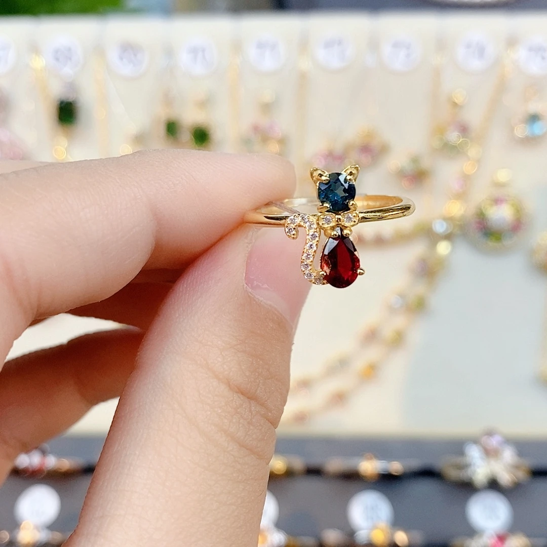 碧玺戒指银S925镶嵌