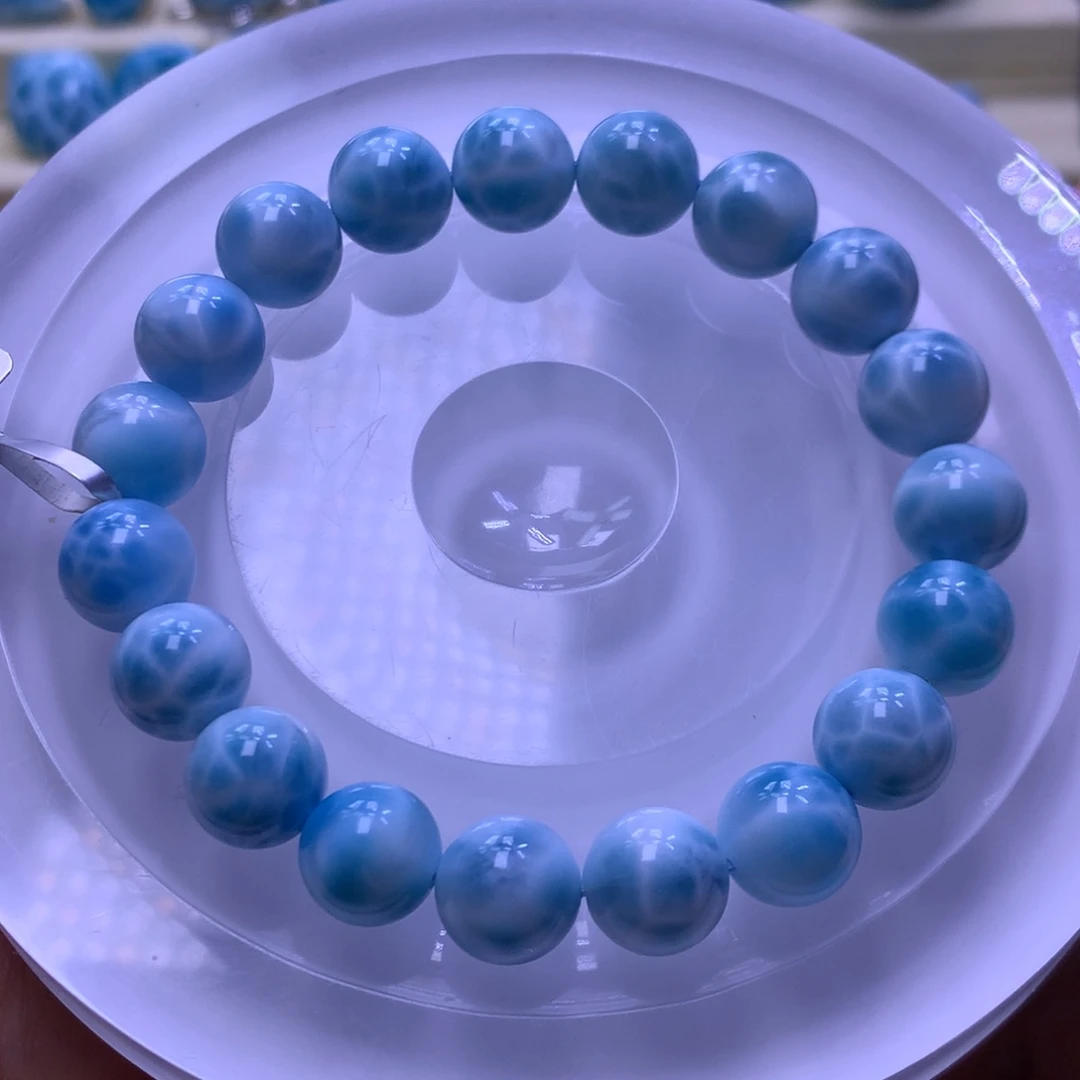 针钠钙石（海纹石）未镶嵌手串10+手串色差略异