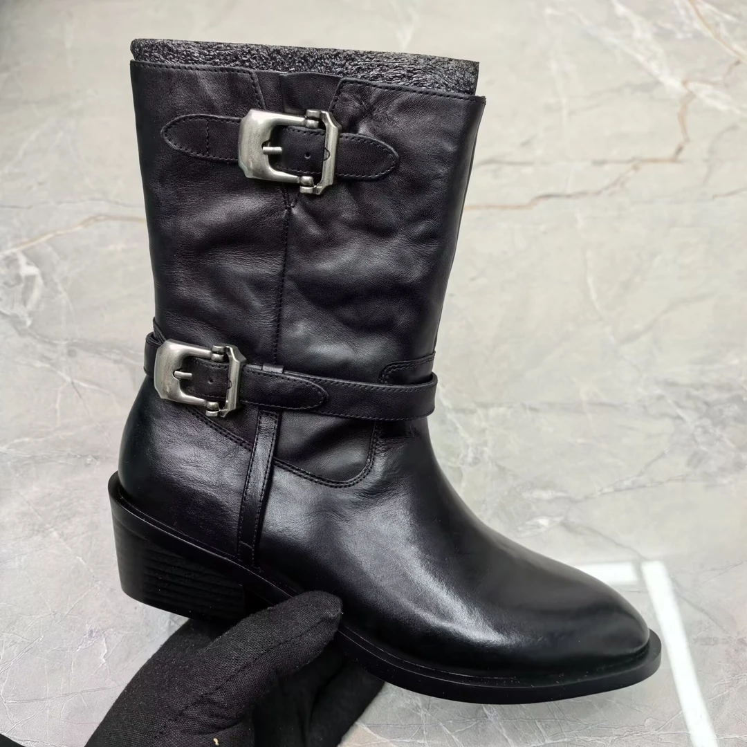 c（孤品）36码粗跟女靴(牛皮)53824-6750