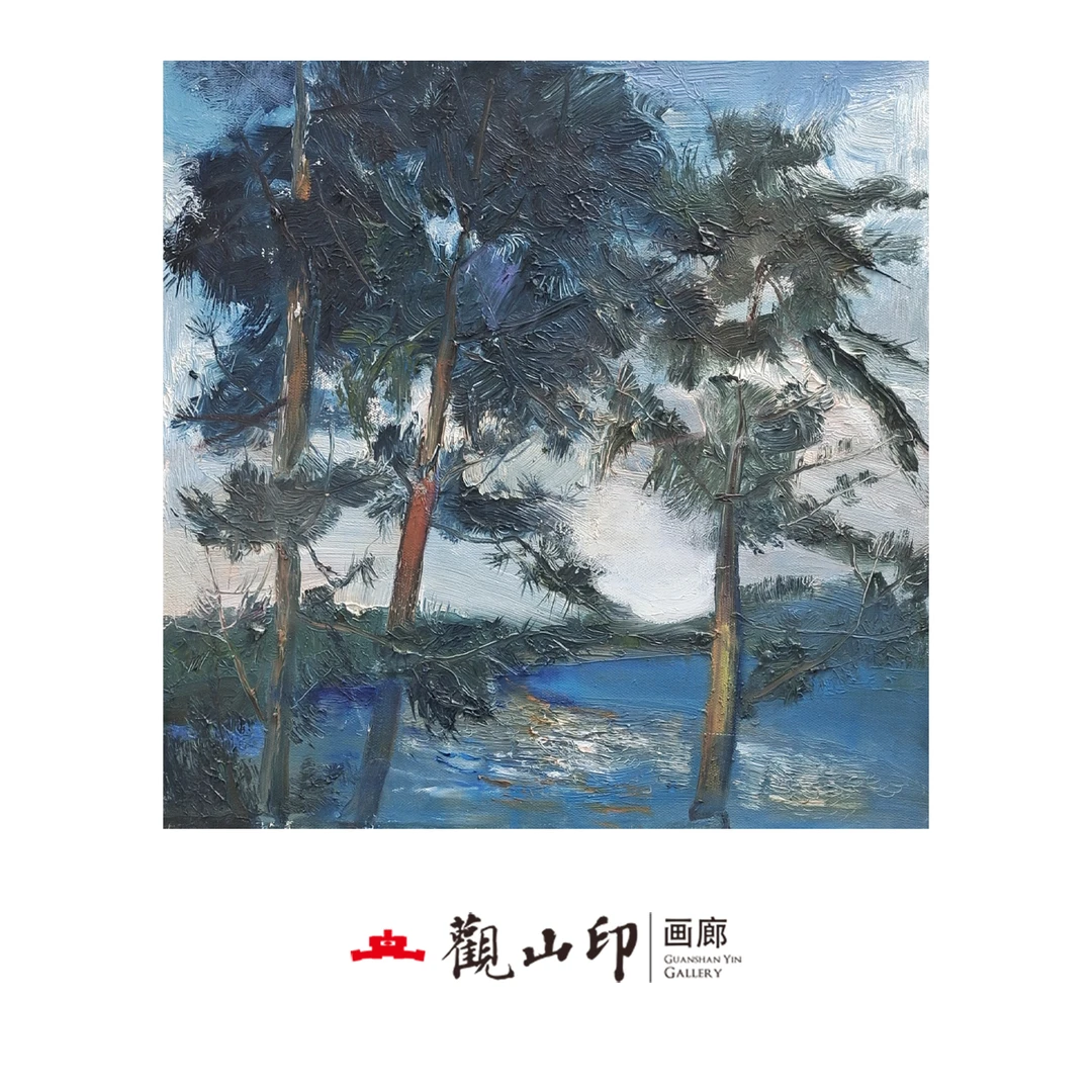 L原创手绘风景油画50x50.2cm丛林作品9211