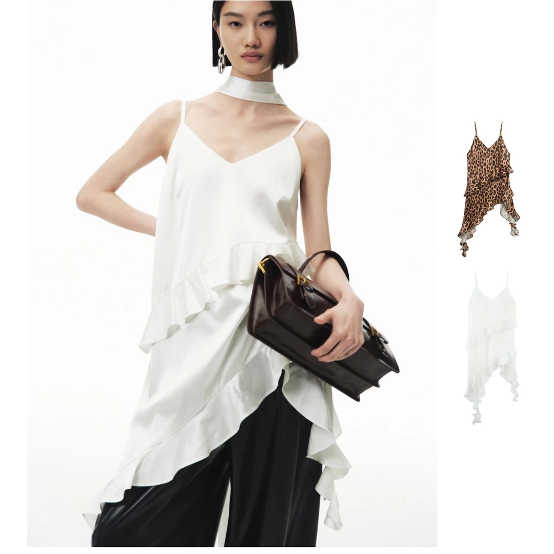 ANNENONO   25秋季新品女装宽松型白色法式背心修身型通勤吊带