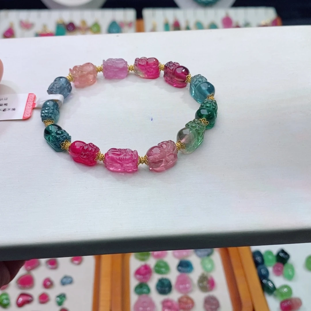 18K金镶嵌单圈手链m碧玺貔貅