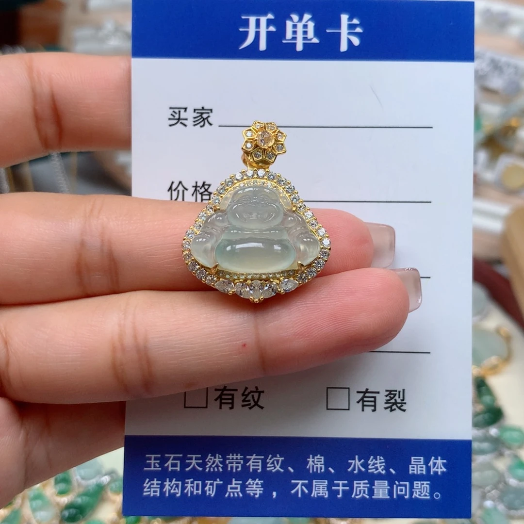 颈饰银S925镶嵌翡翠原***吖