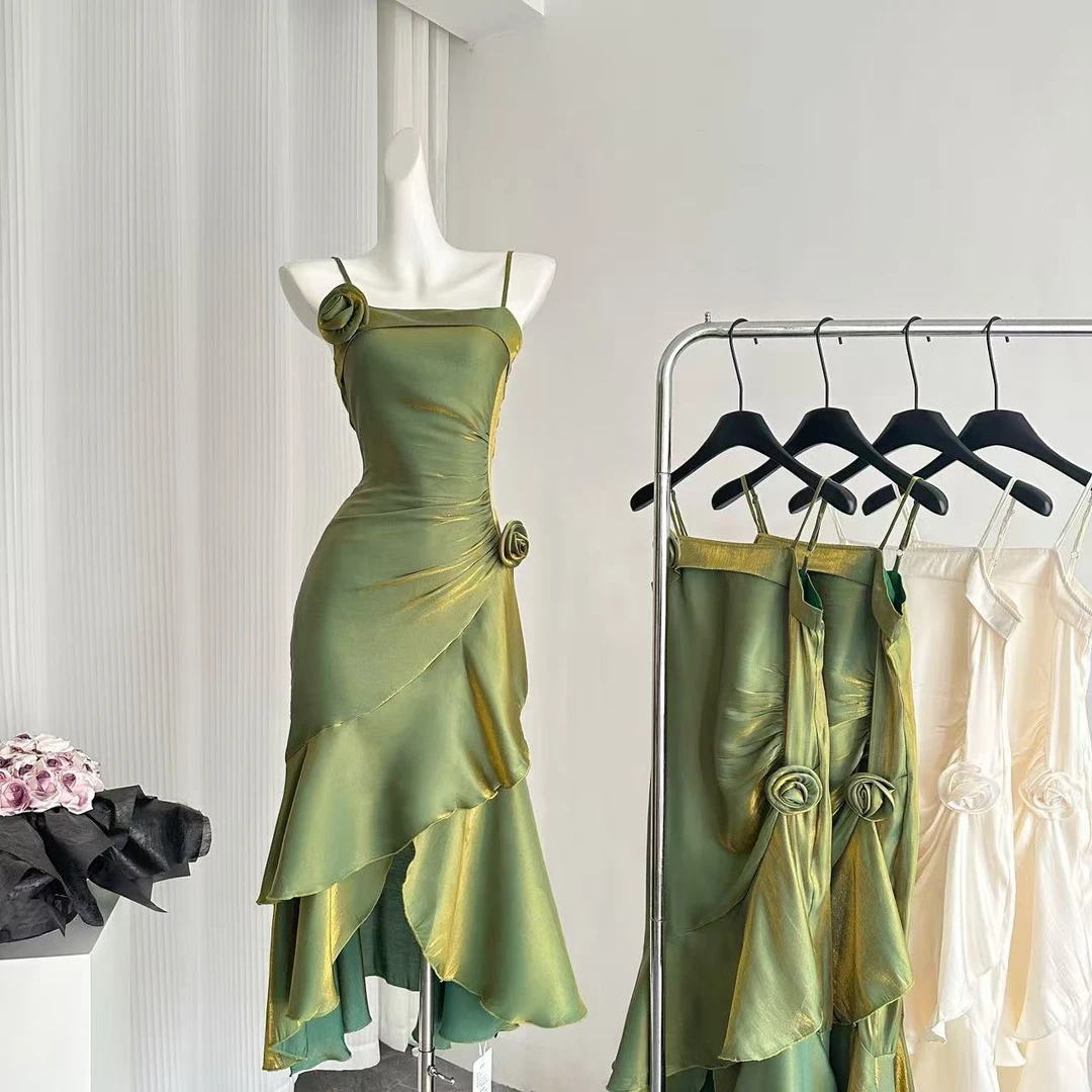 鱼姬裙摆高级感战袍小礼服吊带裙女2025夏季新款连衣裙