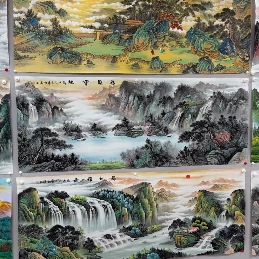 军***息国画尺寸70X180纯手绘作品