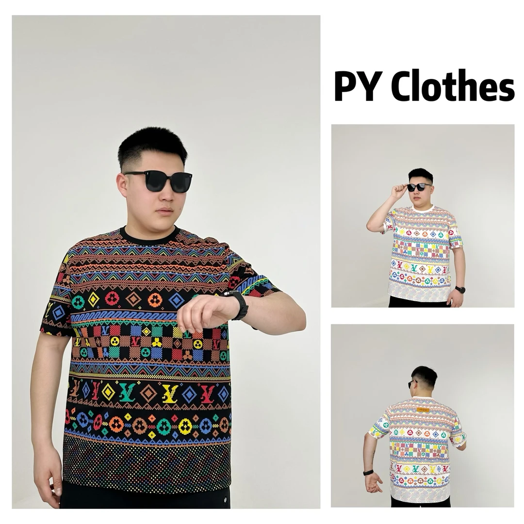 胖语大码男装 2025年春季新款创意彩绘潮牌休闲满印短袖78953#S