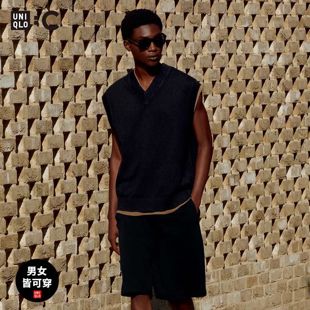 优衣库C系列合作款/男装女装V领针织背心马甲休闲百搭476187