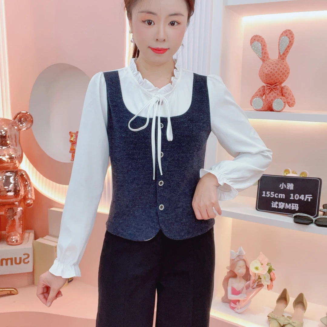 JUYA【花边有情】秋季新款拼接花边洋气减龄显瘦衬衫