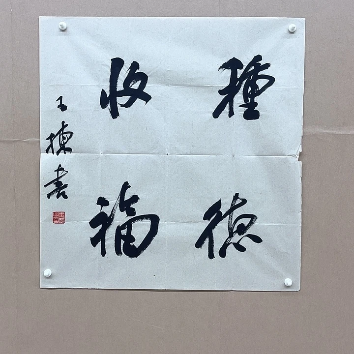 书法王栋68*68㎝山     东