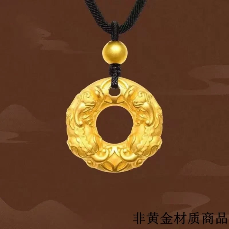 铜合金吊坠 金店同款金色貔貅平安扣手工精美情侣挂坠轻奢时尚