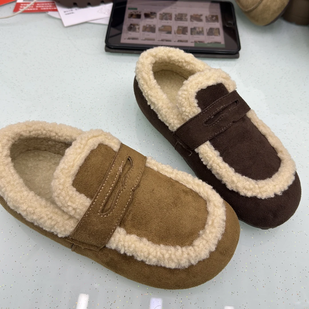 防滑圆头冬季保暖豆豆鞋乐福鞋鞋子秋冬时尚