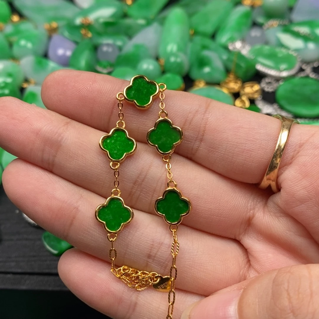 仁***業翡翠银S925镶嵌手链翡翠