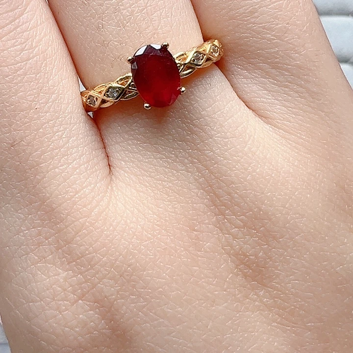 戒指银S925镶嵌红宝石