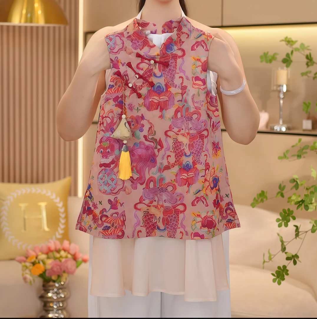 新款夏季女童旗袍儿童新中式国风连衣裙女孩古风套装汉服演出服潮