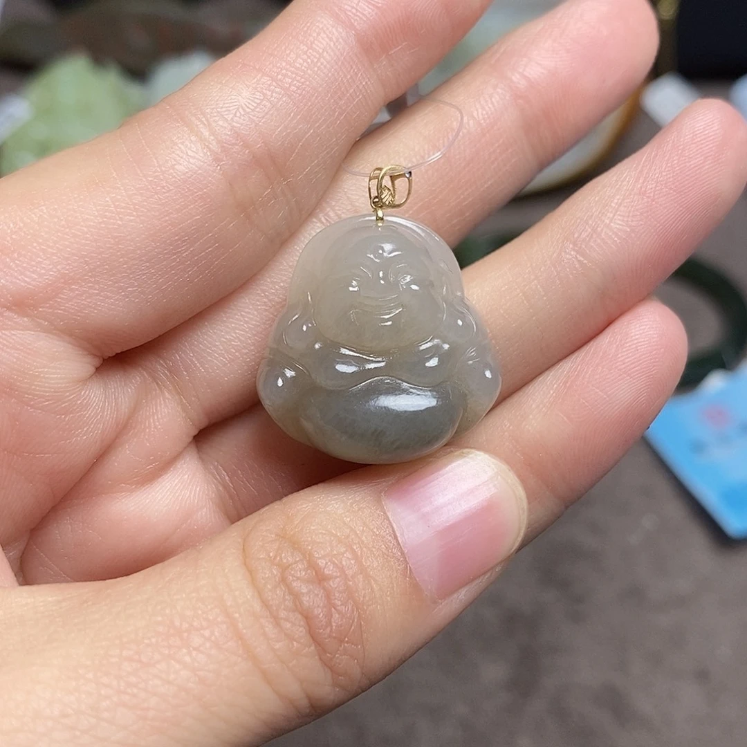 颈饰18K金镶嵌和田玉