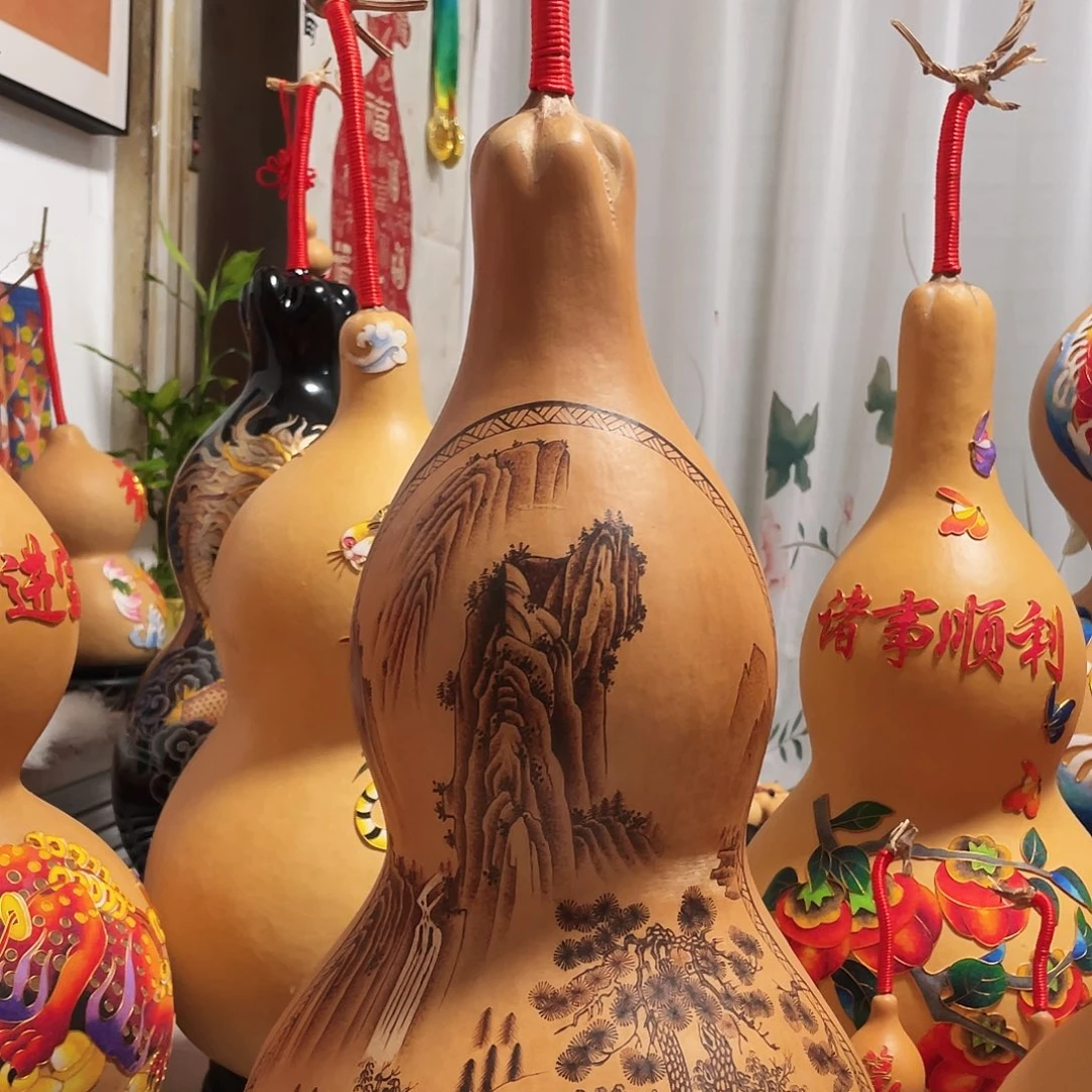雪***豹木葫芦福禄葫芦福禄山水烙画聚宝盆