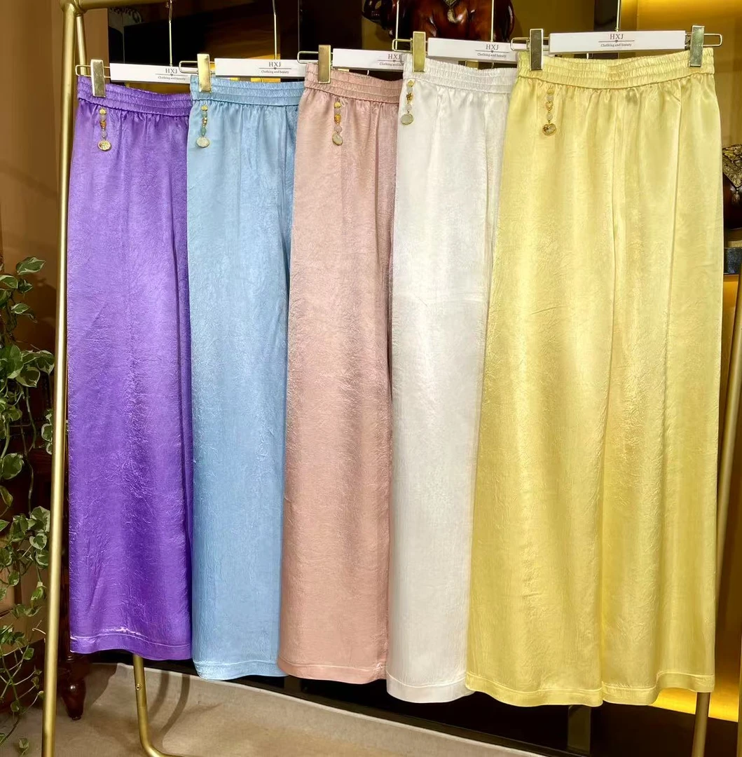 深圳南油乐总-2623-8新款醋酸阔腿长裤气质休闲显瘦时尚百搭女士