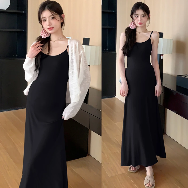 孕妇连衣裙春季新款带胸垫减龄气质长裙时尚春夏性感孕期吊带裙子
