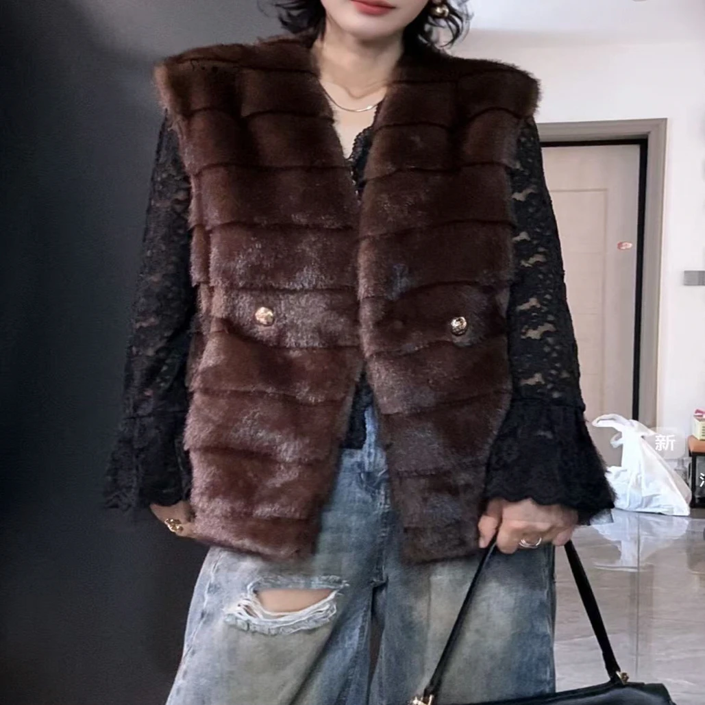 欧货店热巧克力棕色草草马甲秋冬新品发布会