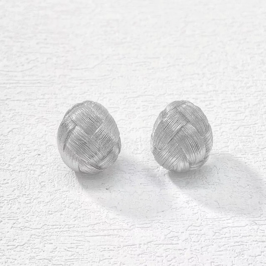 铜合金耳饰 木木（BO484） 拉丝编织纹简约耳环