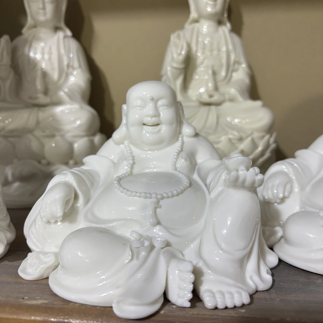 车载迷你陶瓷弥勒摆件