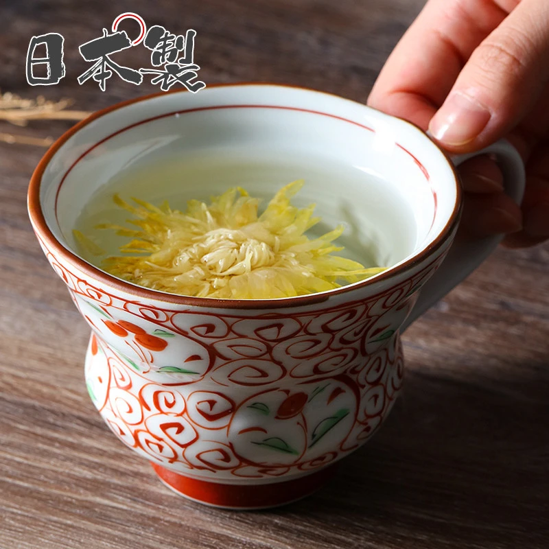 Bloom日本进口陶瓷马克杯 赤绘樱桃复古日式釉下彩耐热咖啡茶水杯