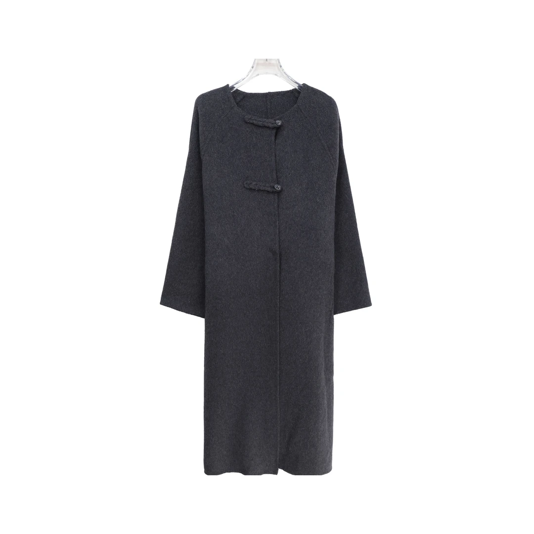 S气质轻奢双面大衣带围巾中长款外套DY2544