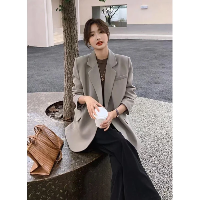 黑色小西装外套女2025新款春秋高级感休闲宽松上衣小个子气质西服