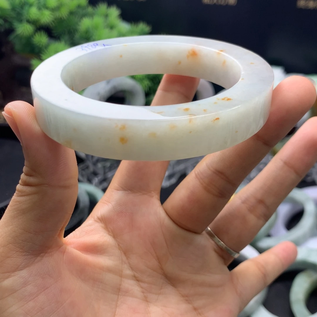 定制翡翠天然翡翠手镯未镶嵌55/63 正圈 桂花糕