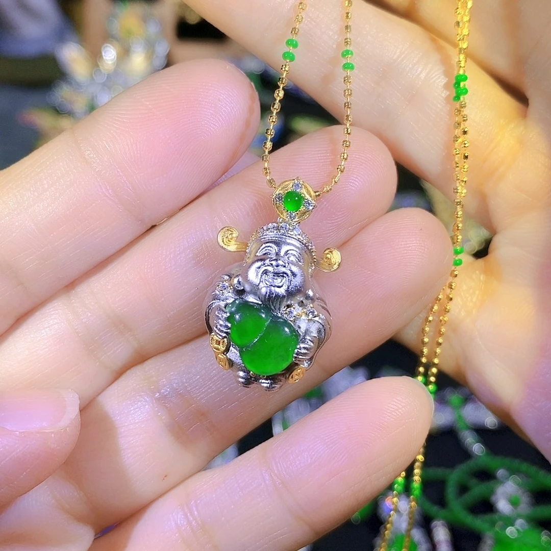 吊坠(不含链)银S925镶嵌翡翠