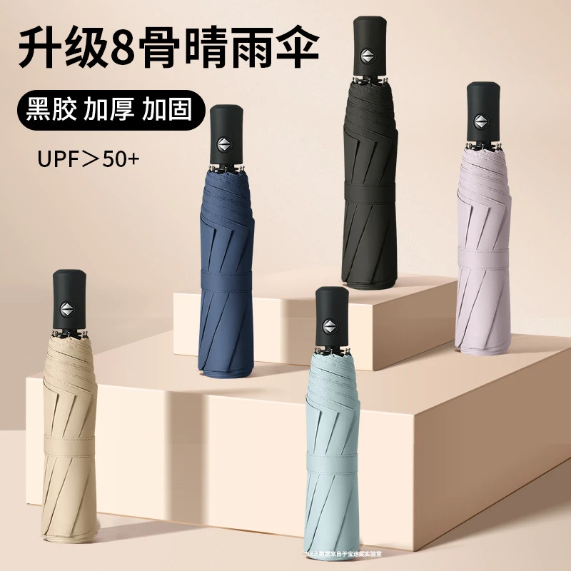 toglobal全自动/手动8骨晴雨两用伞折叠太阳伞黑胶