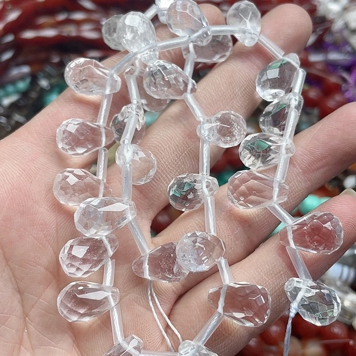 玛瑙/玉髓珠宝半成品未镶嵌一条10x14m切面白水晶水滴