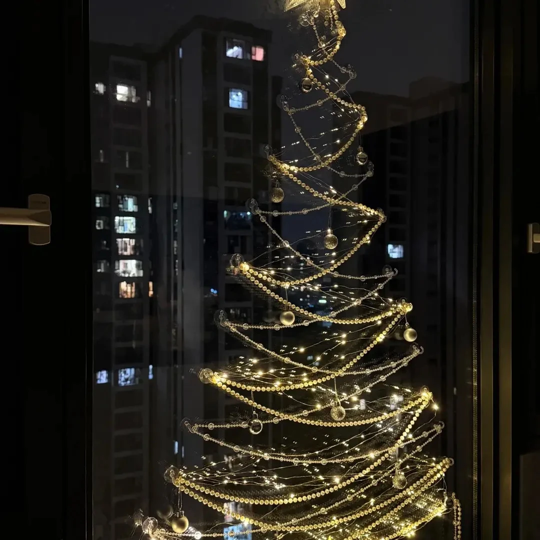 【来了】圣诞节客厅窗户diy圣诞树挂件圣诞节场景布置玻璃圣诞树