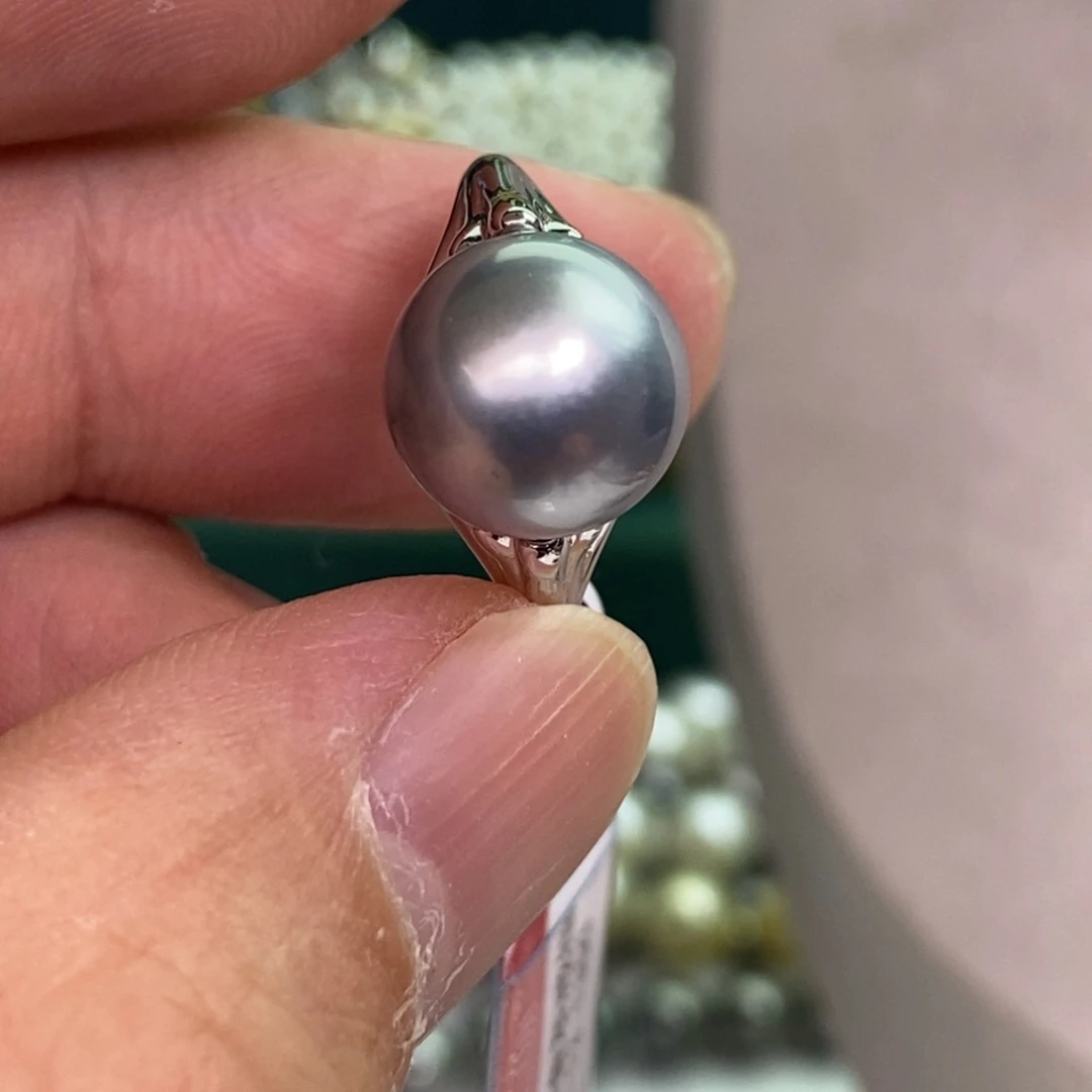 银S925镶嵌戒指海水珍珠