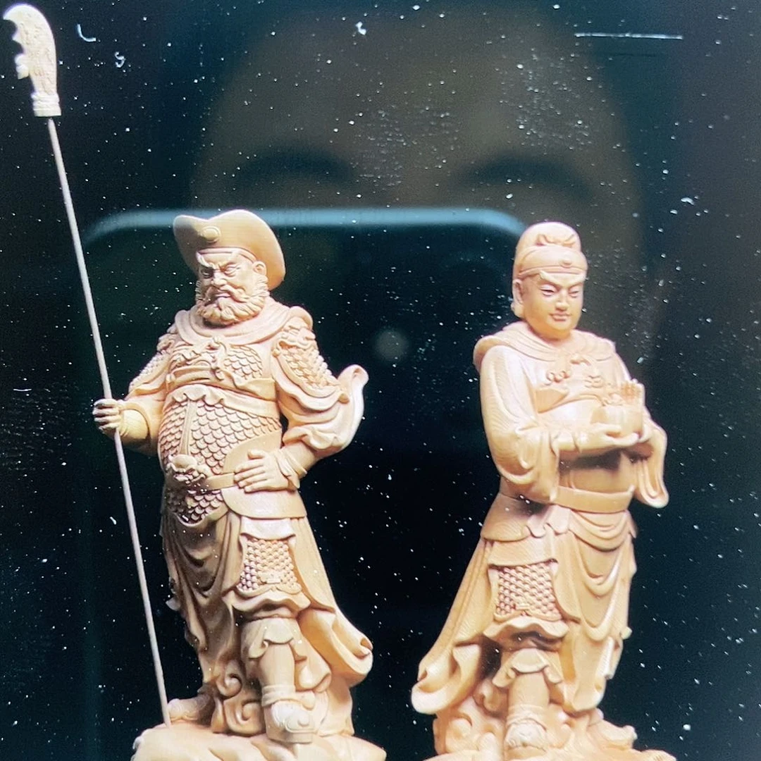 桧木幸****边30公分关平周仓一对