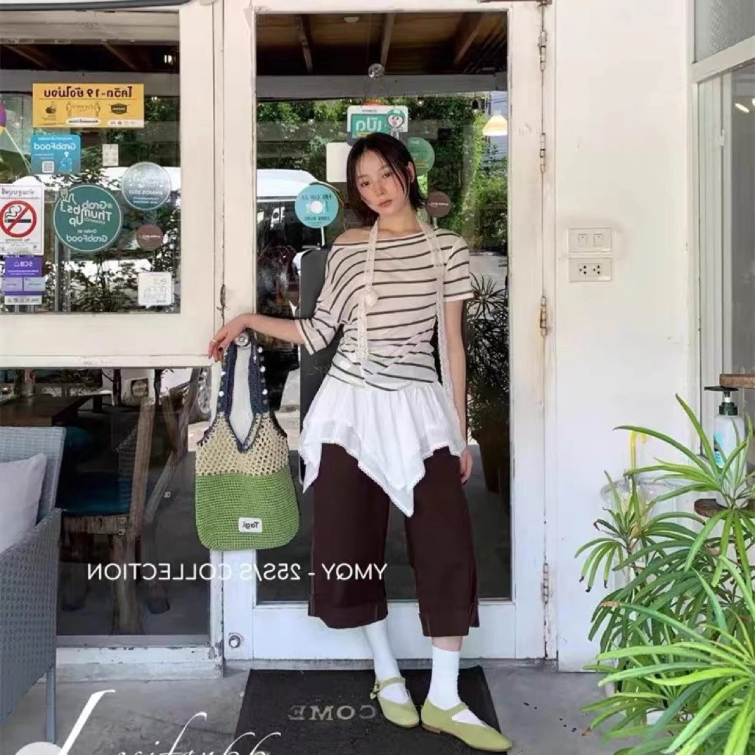 【BAI】夏新款简约松紧腰时尚洋气不规则屁帘51513