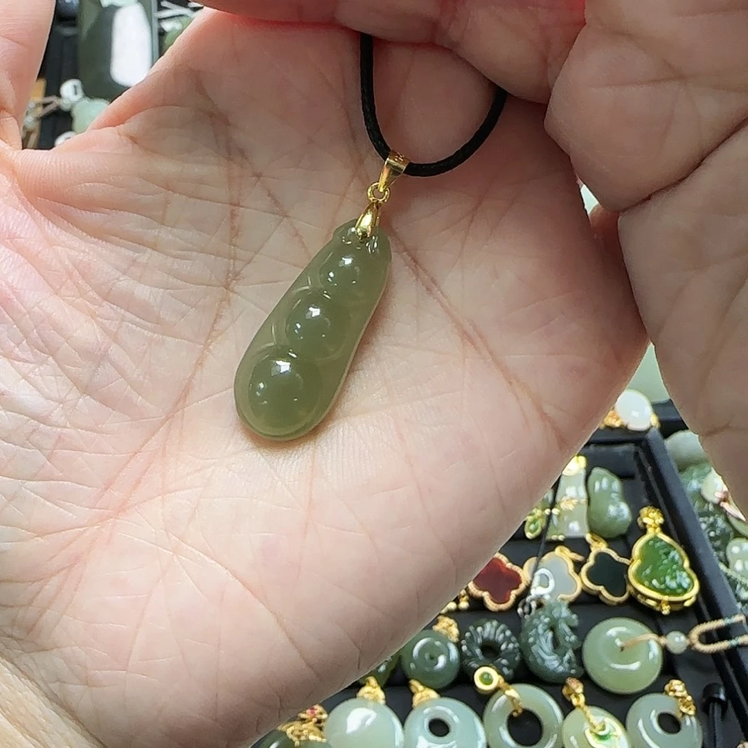 吊坠(不含链)银S925镶嵌和田玉江*