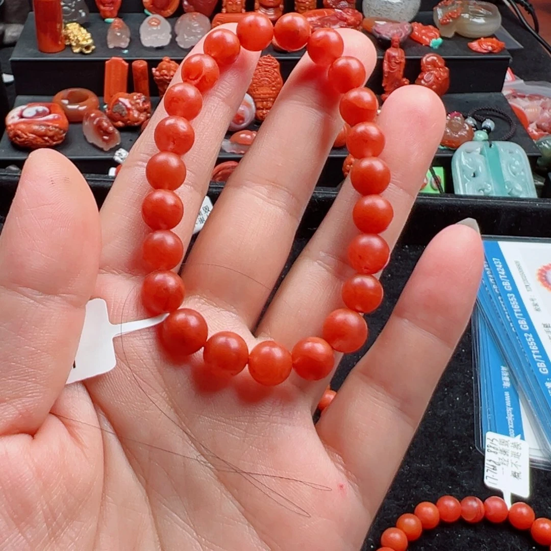 晓***宝南红玛瑙未镶嵌手串