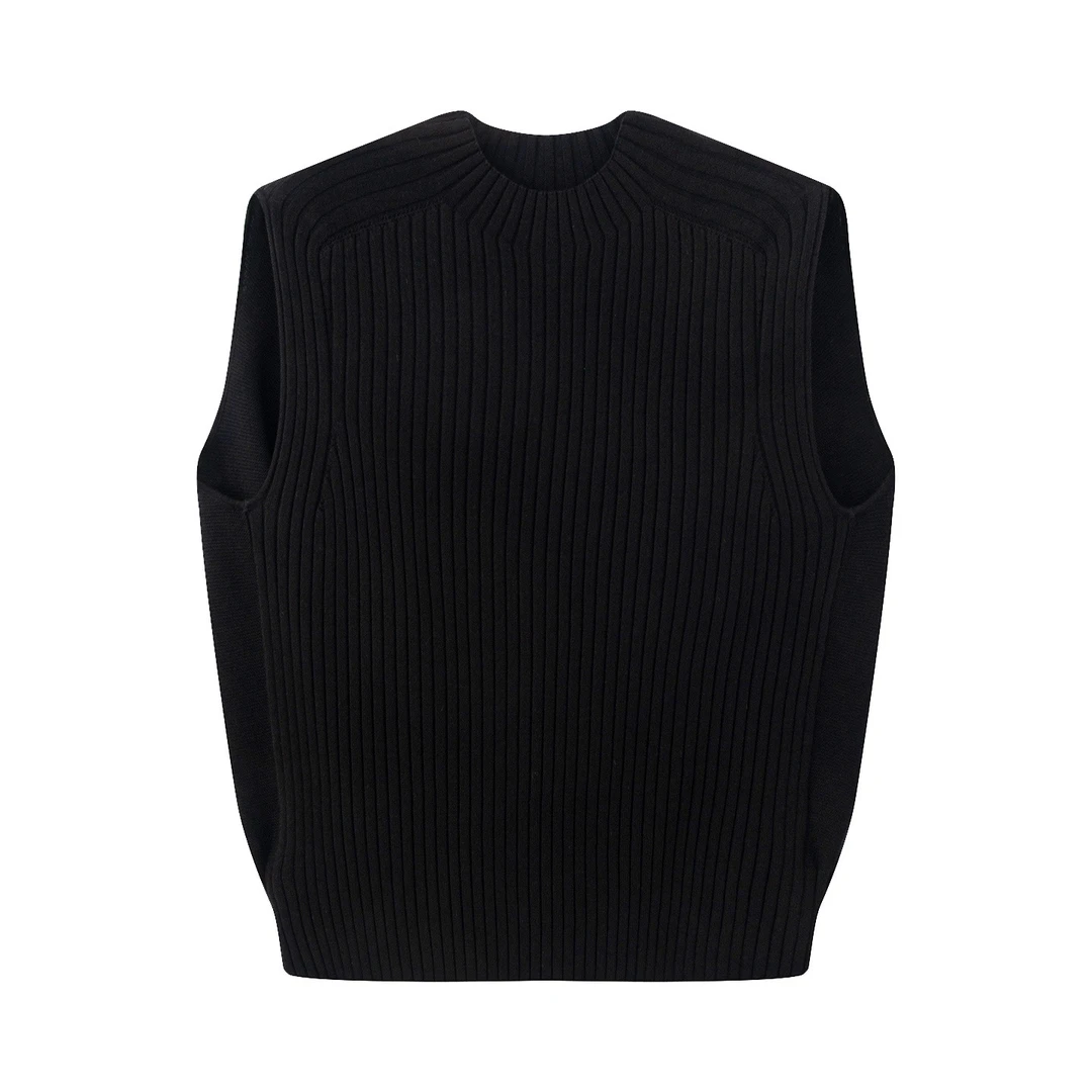 2025夏季新品宽松显瘦气质百搭圆领无袖针织衫上衣马甲套头背心