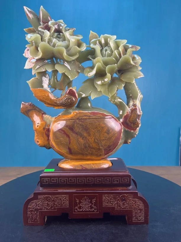 一壶牡丹家居摆件，玄关，电视柜，博古架，书桌，茶桌，办公桌摆件